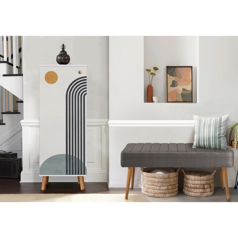 Set de mobilier pentru hol, Hanah Home, Vegas White, Alb/Gri
