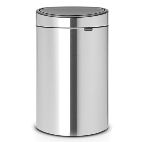 Cos de gunoi cu soft touch, Brabantia, Touch New Matt Fingerprint Proof, 40 L, 30.2x43.5x72.7 cm, otel, argintiu