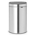 Cos de gunoi cu soft touch, Brabantia, Touch New Matt Fingerprint Proof, 40 L, 30.2x43.5x72.7 cm, otel, argintiu