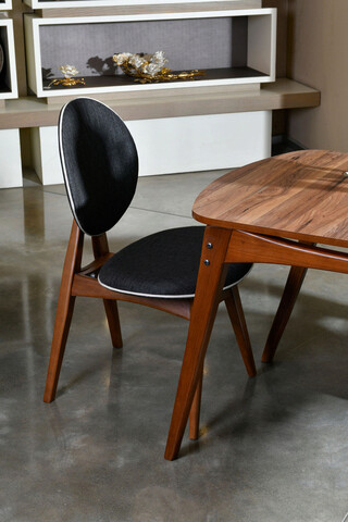 Set masa si scaune 5 piese, Vow Chair, Touch Wooden, Lemn de carpen, Nuc / Antracit