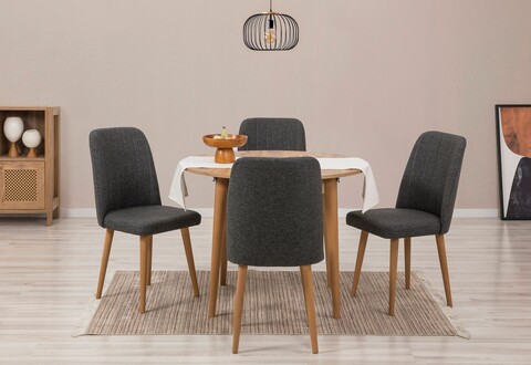 Set masa extensibila si scaune, Hanah Home, Vina 1053, Pin Atlantic / Antracit