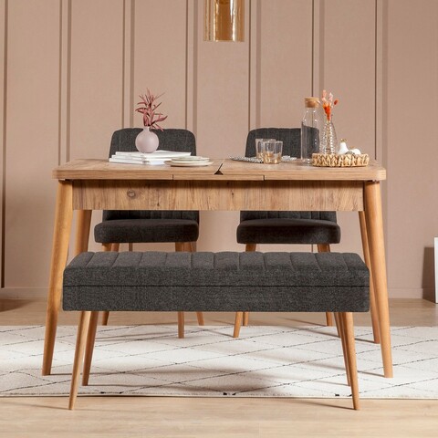 Set masa extensibila si scaune, Hanah Home, Vina 1053, Pin Atlantic / Antracit