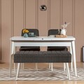 Set masa extensibila si scaune, Hanah Home, Vina 1053, Alb / Antracit
