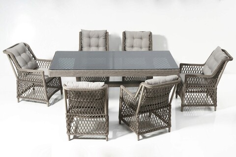 Set masa si scaune de gradina, Divona, Calista, Cadru: 100% ALUMINIU, Crem