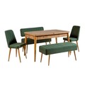 Set masa extensibila si scaune, Hanah Home, Vina 1070, Pin Atlantic / Verde