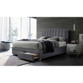 Pat matrimonial tapitat, cu tablie si 2 sertare Emotion Velvet, Signal, 160x200 cm, catifea, gri