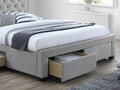 Pat matrimonial tapitat, cu tablie si 4 sertare Electra, Signal, 180x200 cm, catifea, gri