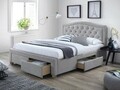 Pat matrimonial tapitat, cu tablie si 4 sertare Electra, Signal, 160x200 cm, catifea, gri
