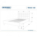 Pat matrimonial tapitat, cu tablie Texas, Signal, 160x200 cm, textil, gri