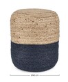 Taburet Jalaja, Bizzotto, D45 cm, iuta/umplutura bile polistiren EPS, natural/albastru