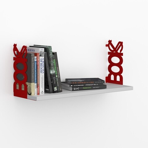 Raft pentru perete Books, Decormet, 72x20x20 cm, rosu/alb