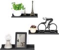 Set 3 rafturi de perete Industrial, Songmics, 40x11x2.5 cm, otel, negru