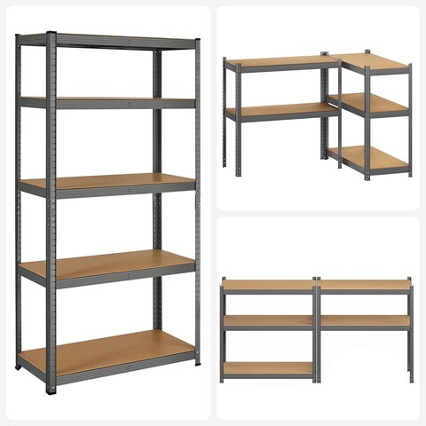 Raft modular pentru depozitare Songmics, 90x40x180 cm, 875 kg, MDF/otel, gri/maro
