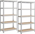 Set 2 rafturi pentru depozitare Songmics, 90x40x180 cm, 875 kg, MDF/otel, argintiu