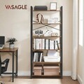 Biblioteca cu 6 rafturi Vasagle Ladder, 80x30x186 cm, PAL/otel, maro