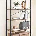 Biblioteca cu 6 rafturi Vasagle Ladder, 80x30x186 cm, PAL/otel, maro