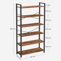 Biblioteca cu 6 rafturi Vasagle Ladder, 80x30x186 cm, PAL/otel, maro