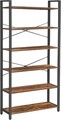Biblioteca cu 6 rafturi Vasagle Ladder, 80x30x186 cm, PAL/otel, maro