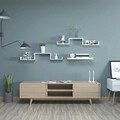 Set 3 rafturi de perete, Songmics, 40x10x9 cm, PAL, alb lucios