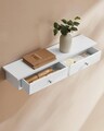 Raft de perete cu 2 sertare, Songmics, 65x15x10 cm, MDF, alb