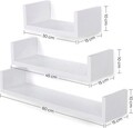 Set 3 rafturi de perete, Songmics, 60x15x10 cm, MDF, alb