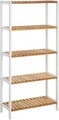 Raft de depozitare multifunctional Songmics, 60x26x130 cm, max 40 kg, bambus, alb/natural