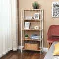 Raft de depozitare multifunctional Songmics, 60x26x130 cm, max 40 kg, bambus, alb/natural