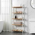 Raft de depozitare multifunctional Songmics, 60x26x130 cm, max 40 kg, bambus, alb/natural
