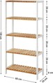 Raft de depozitare multifunctional Songmics, 60x26x130 cm, max 40 kg, bambus, alb/natural