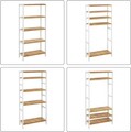 Raft de depozitare multifunctional Songmics, 60x26x130 cm, max 40 kg, bambus, alb/natural