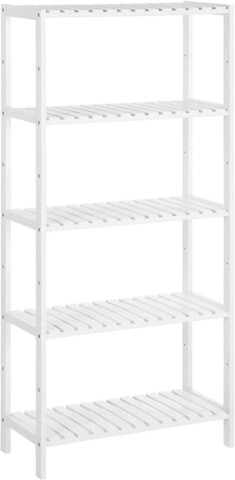 Raft de depozitare multifunctional Songmics, 60x26x130 cm, bambus, alb