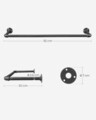 Set 2 bare pentru haine / suport umerase cu fixare pe perete Songmics, max 45-60 kg, 92x30x7.5 cm, otel, negru