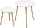 Set 2 masute Vasagle Scandinavian, 45x45x50 cm, PAL/lemn masiv de pin, alb/natural