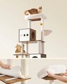 Ansamblu de joaca pisici cu dulap litiera 2in1 / arbore pentru pisici, Feandrea, 60x52x183 cm, PAL/plus/sisal, maro
