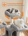 Ansamblu de joaca pisici / arbore pentru pisici XXL Cat Condo, Feandrea, 55x55x169 cm, PAL/plus/sisal, gri deschis