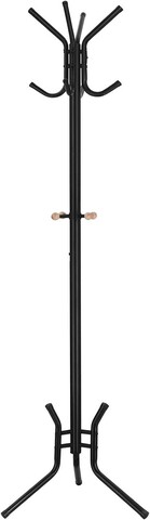 Cuier cu 12 agatatori Songmics, 49x176 cm, otel cu invelis rezistent la rugina, negru