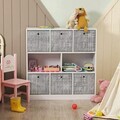 Set 6 cutii pentru depozitare, Songmics, 30x30x30 cm, material netesut/carton, gri