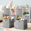 Set 6 cutii pentru depozitare, Songmics, 30x30x30 cm, material netesut/carton, gri