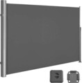 Paravan lateral pentru gradina sau terasa / copertina solara laterala, Songmics, sistem de fixare inclus, UV 50+, 160x400 cm, gri