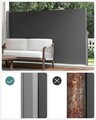 Paravan lateral pentru gradina sau terasa / copertina solara laterala, Songmics, sistem de fixare inclus, UV 50+, 160x350 cm, gri
