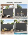 Paravan lateral pentru gradina sau terasa / copertina solara laterala, Songmics, sistem de fixare inclus, UV 50+, 180x400 cm, gri