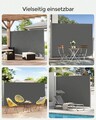 Paravan lateral pentru gradina sau terasa / copertina solara laterala, Songmics, sistem de fixare inclus, 180x450 cm, gri
