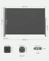 Paravan lateral pentru gradina sau terasa / copertina solara laterala, Songmics, sistem de fixare inclus, 180x450 cm, gri