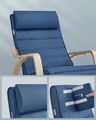 Scaun balansoar reglabil in 5 pozitii, Songmics, 67x121.5x84 cm, max 150 kg, lemn de mesteacan/policoton, albastru/natural
