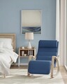 Scaun balansoar reglabil in 5 pozitii, Songmics, 67x121.5x84 cm, max 150 kg, lemn de mesteacan/policoton, albastru/natural