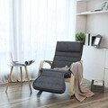 Scaun balansoar reglabil in 5 pozitii, Songmics, 67x125x91 cm, max 150 kg, lemn de mesteacan/textil cu aspect de in, gri inchis/natural