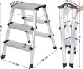 Scara cu trepte din aluminiu, Songmics, 44x59x62 cm, max 150 kg, 2 x 3 trepte, gri