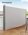 Stalp cu fixare in pamant pentru paravan lateral Songmics, 11.5x11.5x152 cm, fier rezistent la rugina, gri