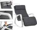 Scaun balansoar reglabil in 5 pozitii, Songmics, 67x121.5x84 cm, max 150 kg, lemn de mesteacan/textil cu aspect de in, gri inchis/alb