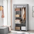 Dulap textil pentru haine Songmics, 80x45x168 cm, 6 compartimente, material netesut/metal, gri